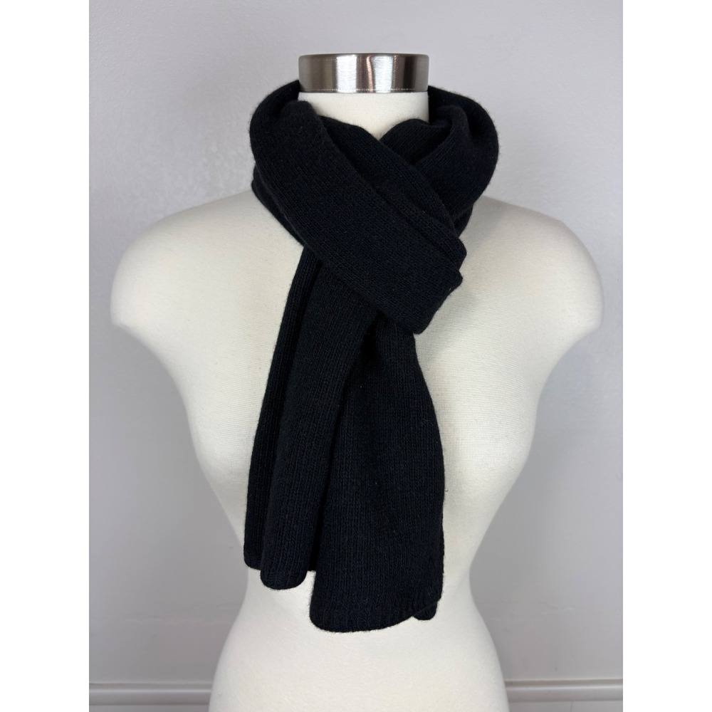 Portolano Cashmere Scarf Black 10"x64" Soft Capsule Classic Cozy Black Scarf